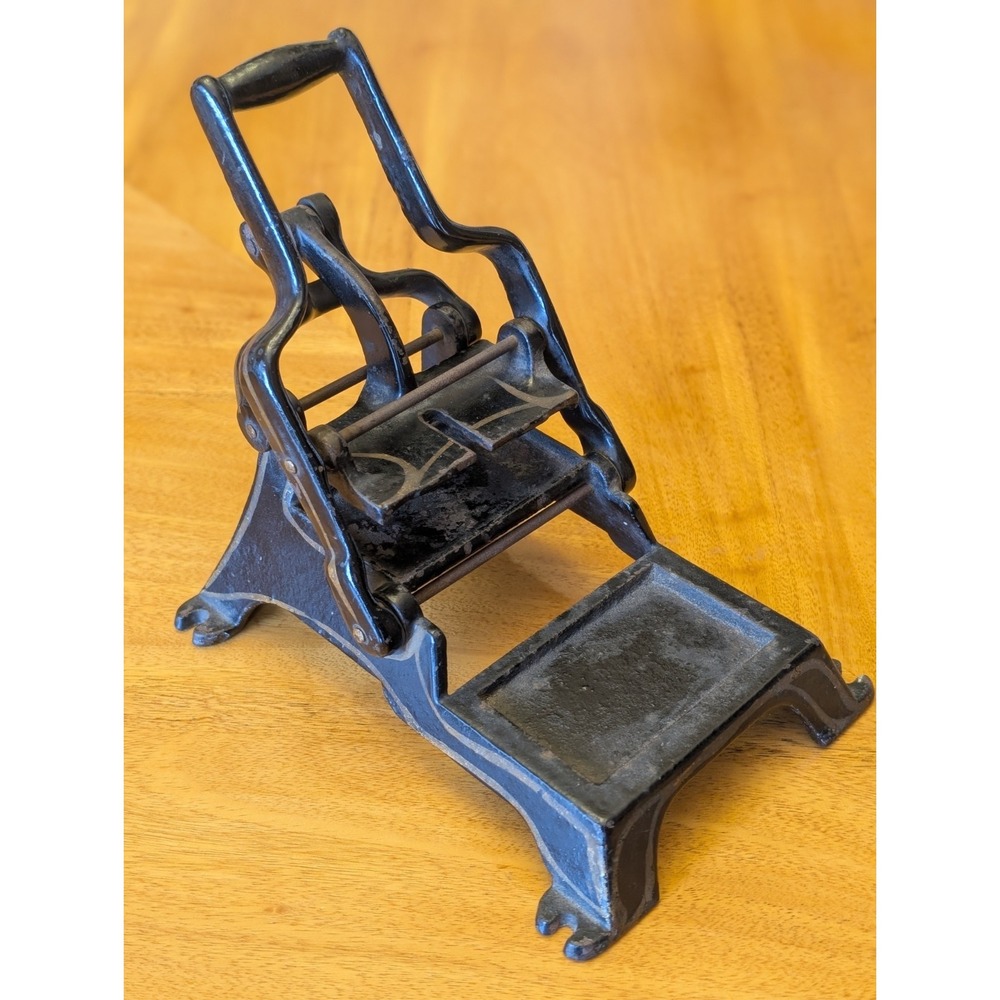 Antique Baltimore Printing Press Cast Iron Business Card Size with Gold Paint